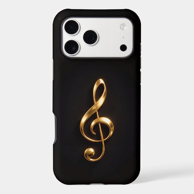 Noir 4 Luxe iPhone 17 Pro Max, Clé de Sol Dorée (Verso)