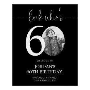 Noir 60e Affiche de bienvenue d'anniversaire   Reg