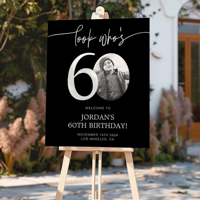 Noir 60e Affiche de bienvenue d'anniversaire | Reg (Créateur téléchargé)