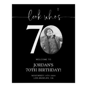 Noir 70e Affiche de bienvenue d'anniversaire   Reg