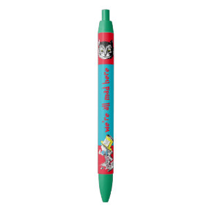 Noir Alice dans le stylo fou de chapelier de chat de