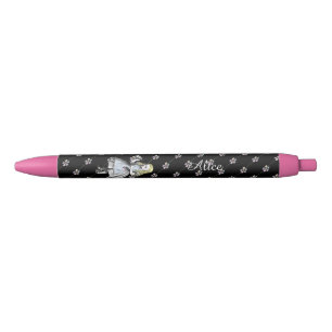 Noir Alice vintage dans le stylo floral de motif du
