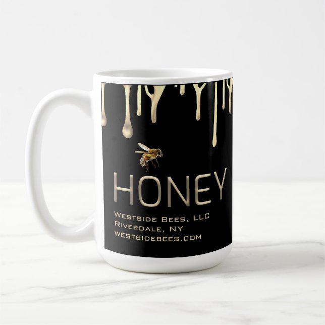 Noir apiaire abeille mug or goutte miel abeille (Gauche)
