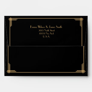 Noir Art Déco Great Gatsby Enveloppes Mariages A7