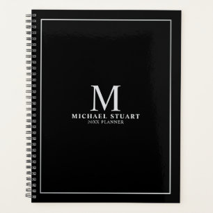 Noir avec argent Monogramme personnalisé et nom