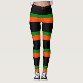 Noir avec bandes orange et vert Leggings