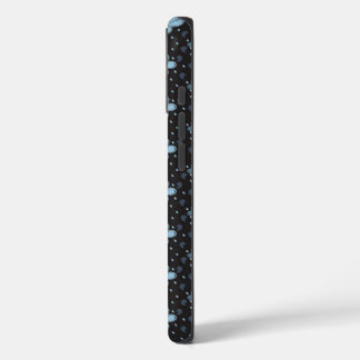 Noir avec Blue Paisley Flowers iPhone 16 Coque