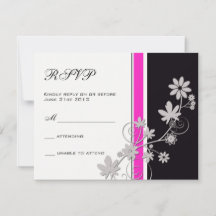 Noir avec chaud rose Fleur mariage RSVP