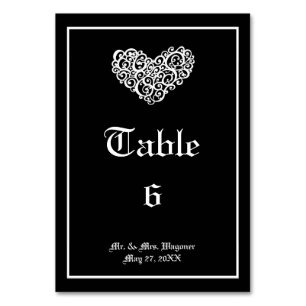 Noir avec coeur Tourbillonnant blanc - Carte de ta