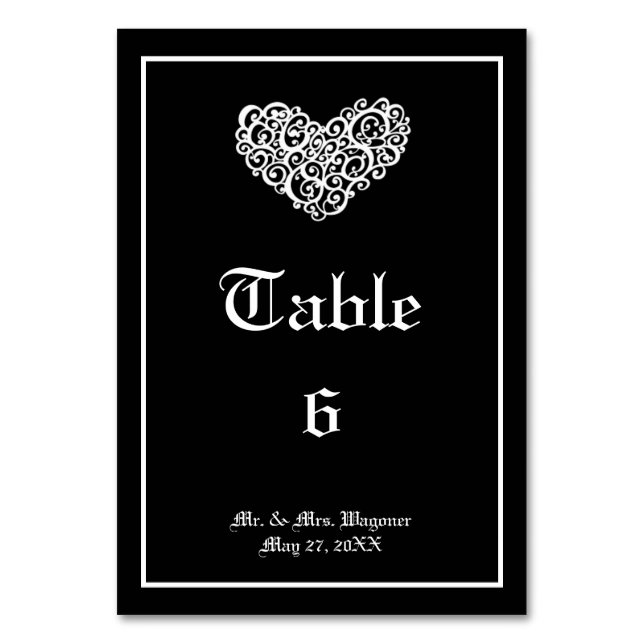 Noir avec coeur Tourbillonnant blanc - Carte de ta (Par défaut)