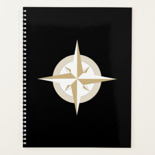 Noir avec Compass Blanc Or