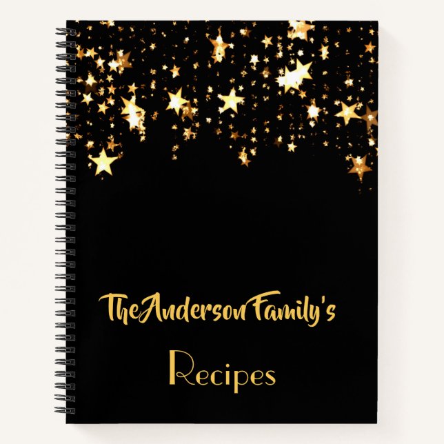 Noir avec étoile d'or Recettes de famille carnet (Devant)