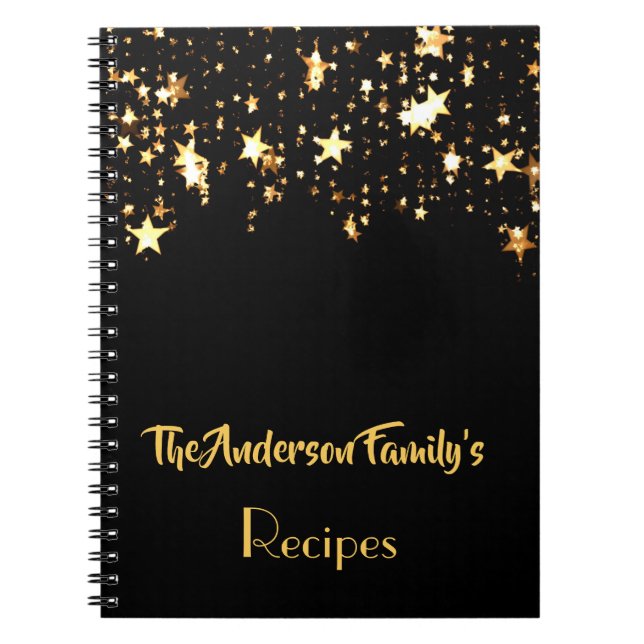 Noir avec étoile d'or Recettes de famille carnet (Devant)