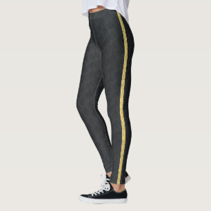 Noir avec Leggings à bandes d'or