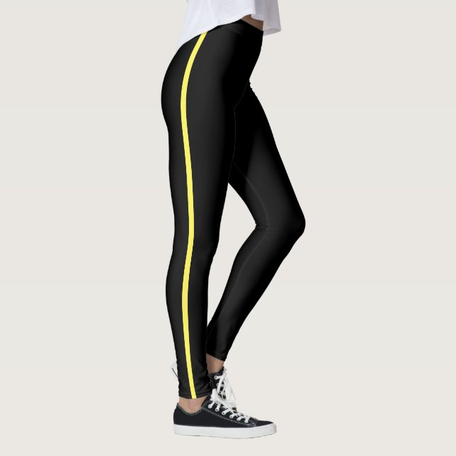 Noir avec Leggings en bande jaune (Droite)