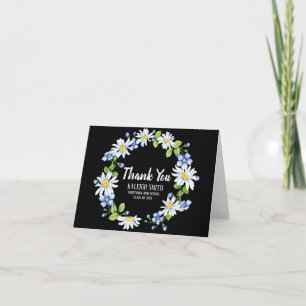 Noir avec Merci Floral Bleu Blanc