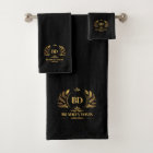 Noir avec monogramme et nom en or