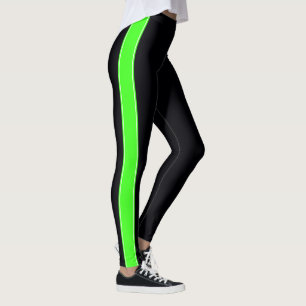 Noir avec Neon Green Stripes Leggings
