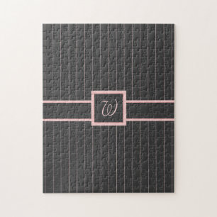 Noir avec Pinstripes rose Puzzle