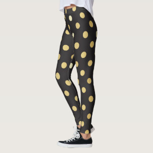 Noir avec point d'or leggings motifs