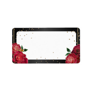 Noir avec Roses Rouges Quinceañera Étiquette de ad