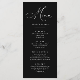Noir avec texte blanc Minimaliste Simple Flat Menu