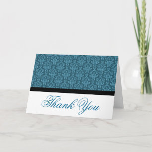 Noir Badge Damask Merci Notes Bleu et Blanc