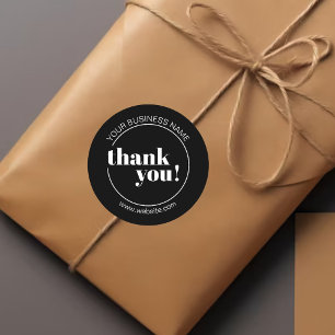 Noir Black Bold Business Thank You Classic Round Sticker