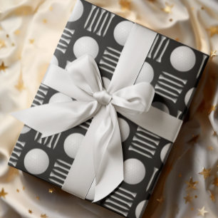 Noir Black Golf Ball and Tee Gift  Wrapping Paper