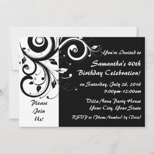 Noir+Blanc 5x7 Inverse Swirl 40 Invitations