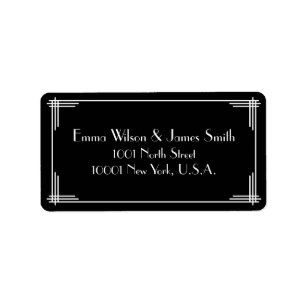 Noir Blanc Art Déco Grand Gatsby Étiquettes de adr