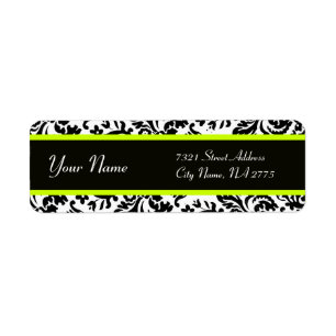NOIR BLANC ART VERT NOUVEAU DAMASK