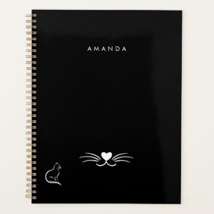 Noir Blanc Chat Simple Minimaliste Personnaliser