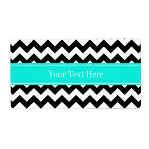 Noir Blanc Chevron Zig Zag Brt Aqua Nom Monogramme