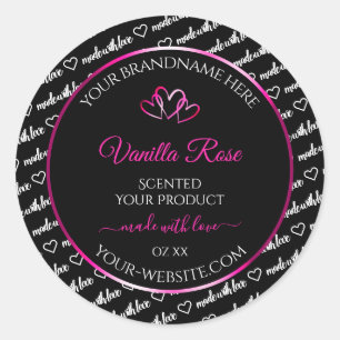Noir Blanc Cloud Produit Étiquettes Coeurs roses