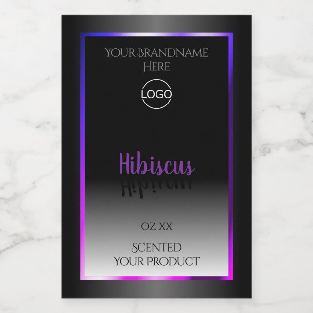 Noir Blanc Étiquette violet rose cadre Logo (Étiquettes simples)