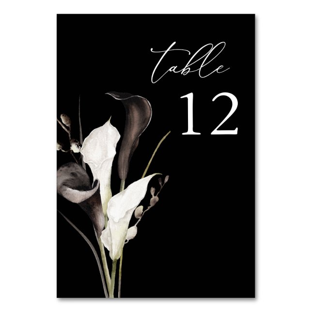 Noir & Blanc Floral Numéro de table - Noir (Par défaut)