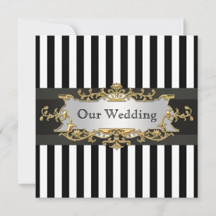 Noir Blanc Frappe Mariage Invitation #2