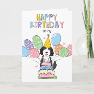Noir Blanc Goldendoodle Chien Bonne Carte d'Annive