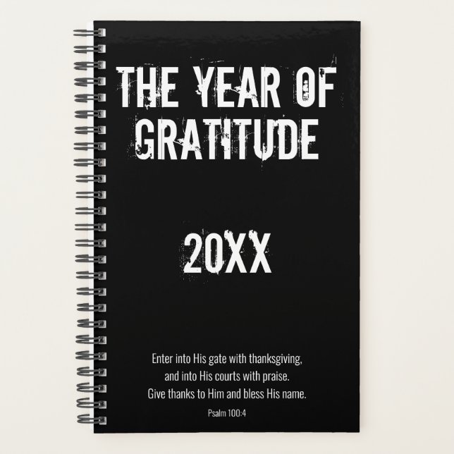 Noir Blanc Gratitude Thanksgiving Psaume 100:4 (Devant)