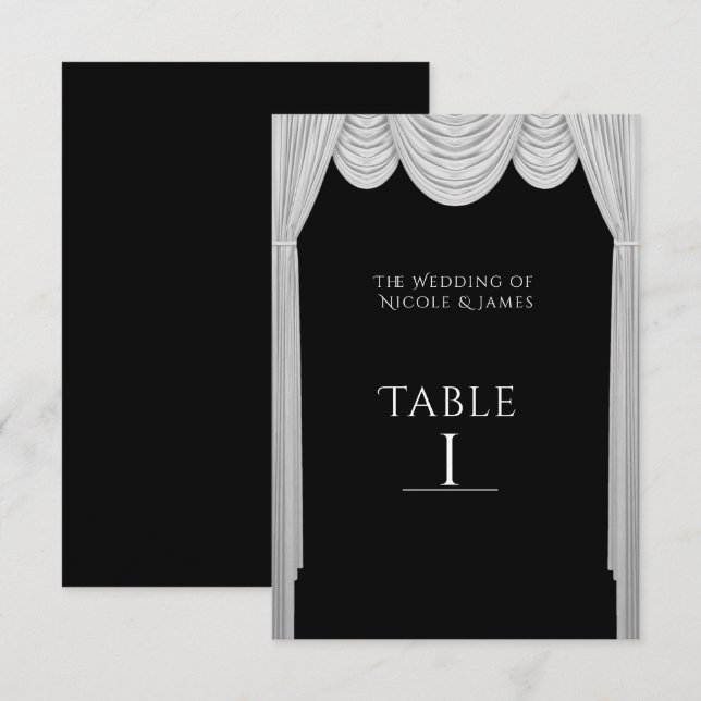 Noir & Blanc HOLLYWOOD rideaux Carte Numéro de tab (Devant / Derrière)