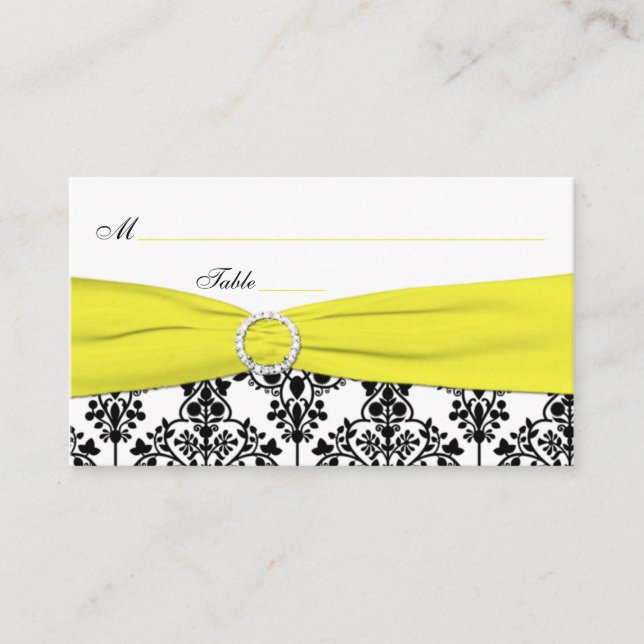 Noir, Blanc, Jaune Damas Cartes de Place (Devant)