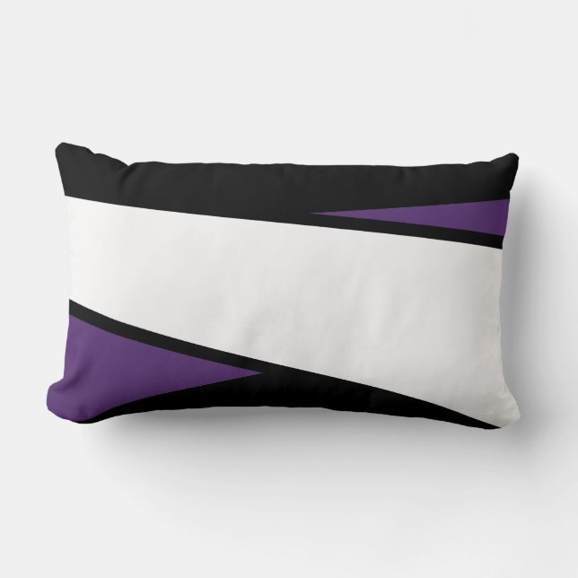Noir, Blanc, Lilac Stripes Design, Lumbar Coussin (Recto)