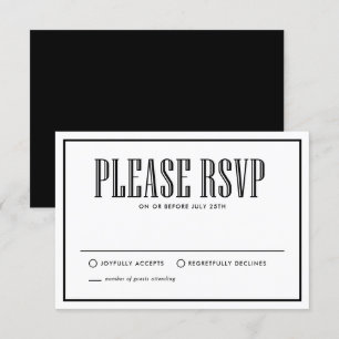 Noir & Blanc Mangez Buvez et soyez mariés RSVP