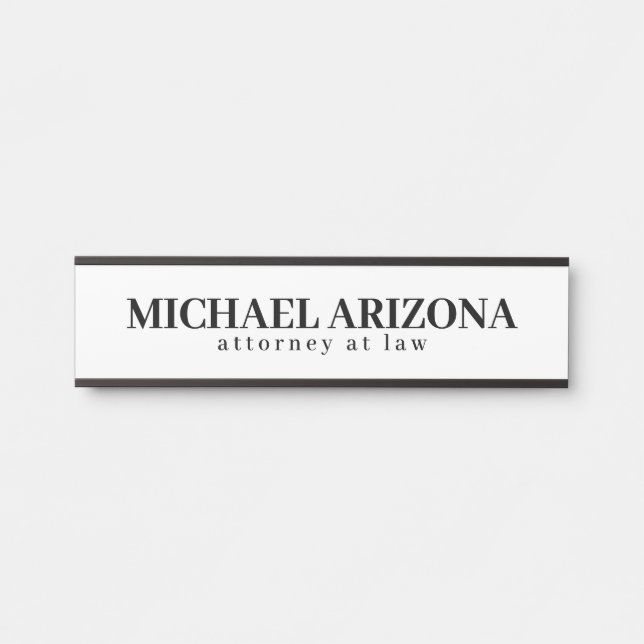 Noir & Blanc Minimaliste Simple Plaque (Devant)