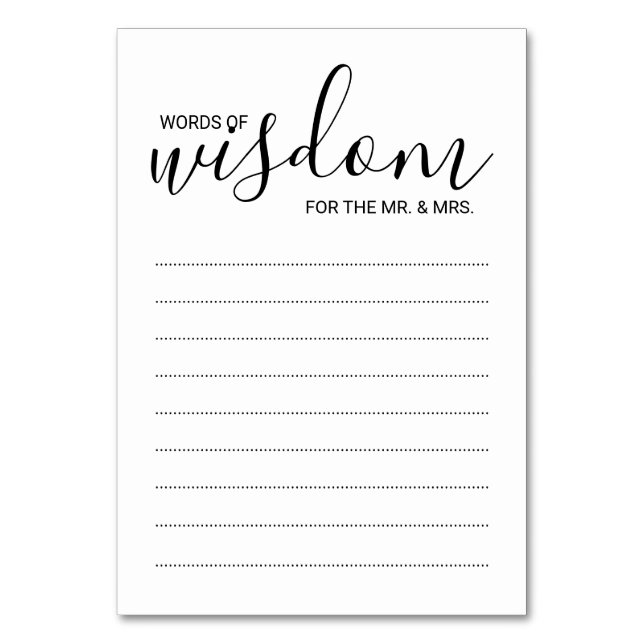 Noir&Blanc moderne Mariage Mots de cartes de sages (Par défaut)