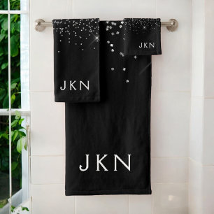 Noir Blanc moderne Script Girl Monogramme Nom
