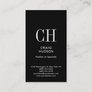 Noir Blanc Monogramme Carte de visite professionne