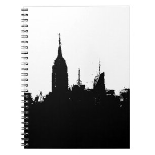 Noir Blanc New York Silhouette Skyline Carnet
