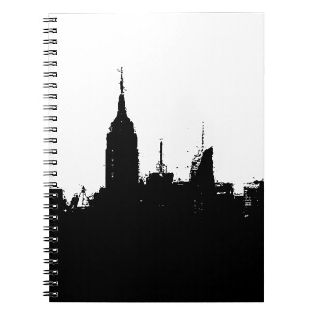 Noir Blanc New York Silhouette Skyline Carnet (Devant)